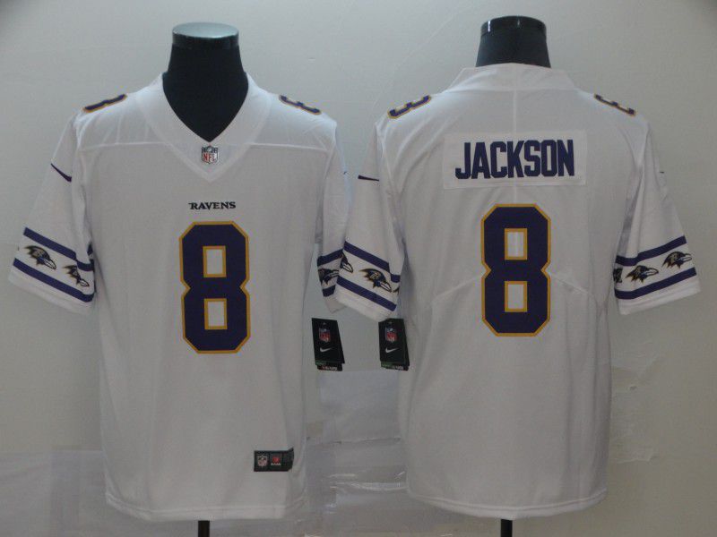Men Baltimore Ravens #8 Jackson White team logo cool edition NFL Jerseys